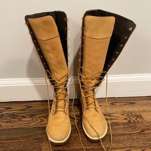 TIMBERLAND WOMENS WHEAT PREMIUM 14 INCH LEATHER BOOTS Size 8.5
